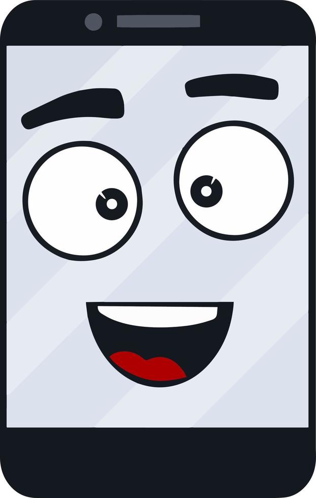Cheerful mobile phone with smile on screen. Happy emotions vector