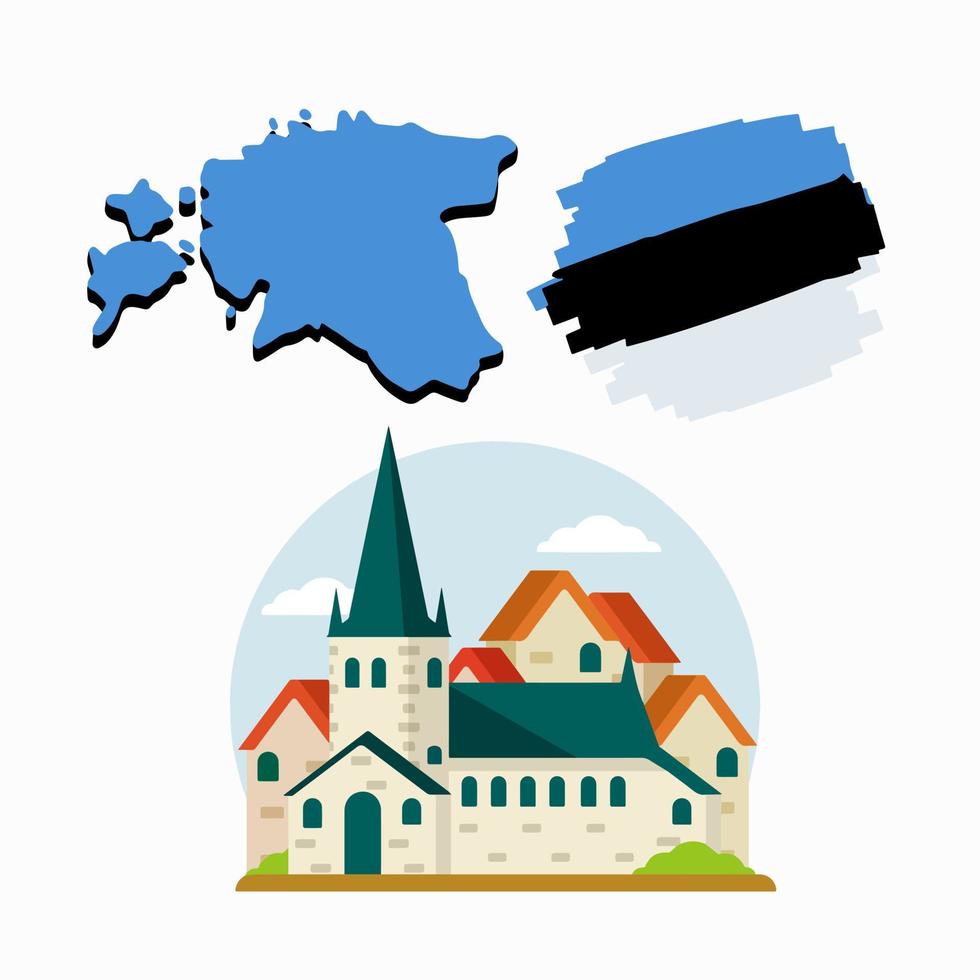 Set of national symbols of Estonia vector