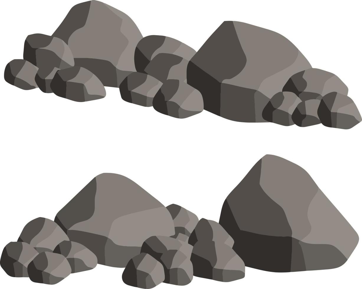 Set of gray granite stones of different shapes vector