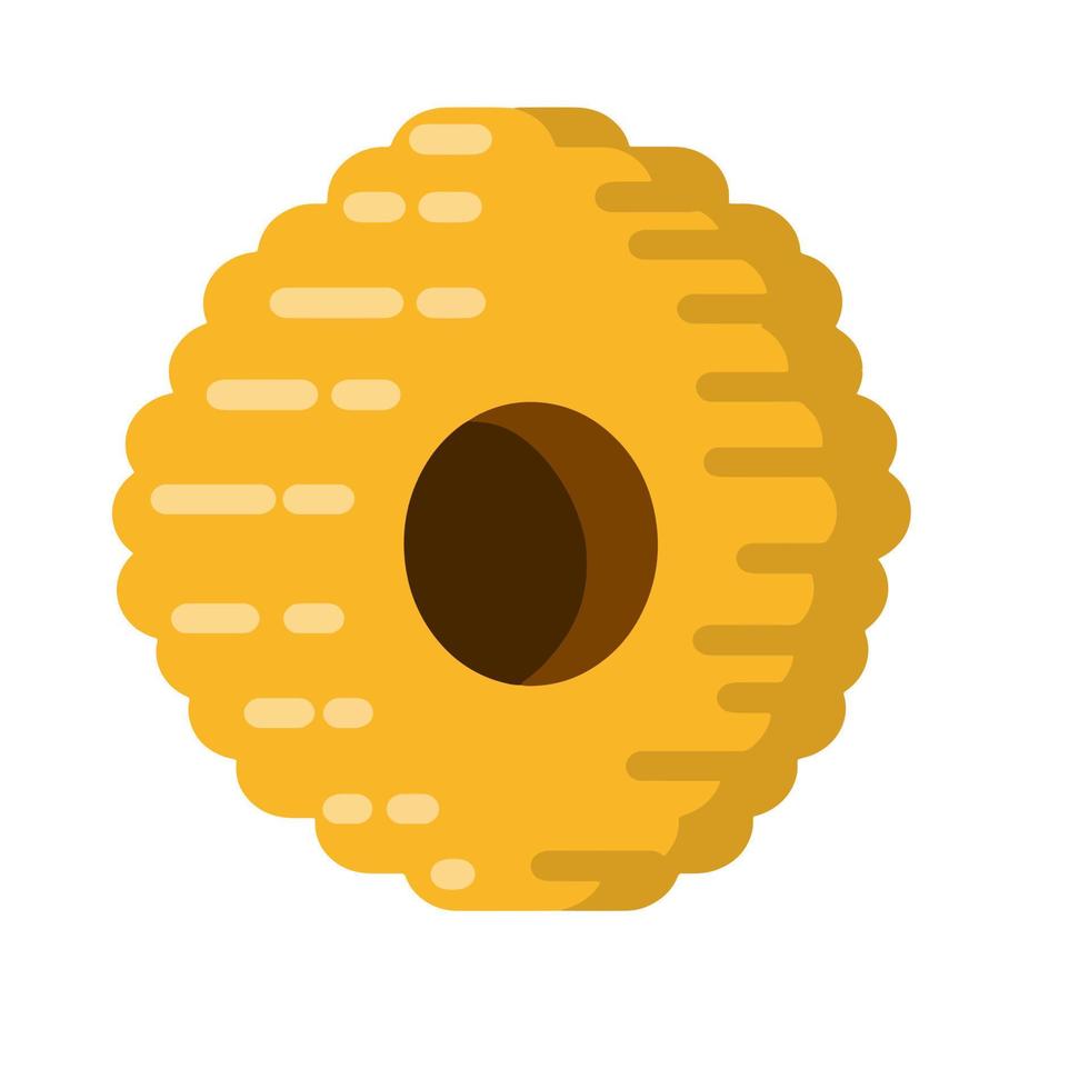 Hive. Yellow beehive. Home of the wasp and insect. Element of nature and forests. Honey production. Flat cartoon illustration isolated on white vector