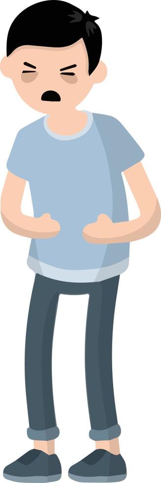 Diarrhea, upset stomach. Man holding belly. Poor nutrition vector