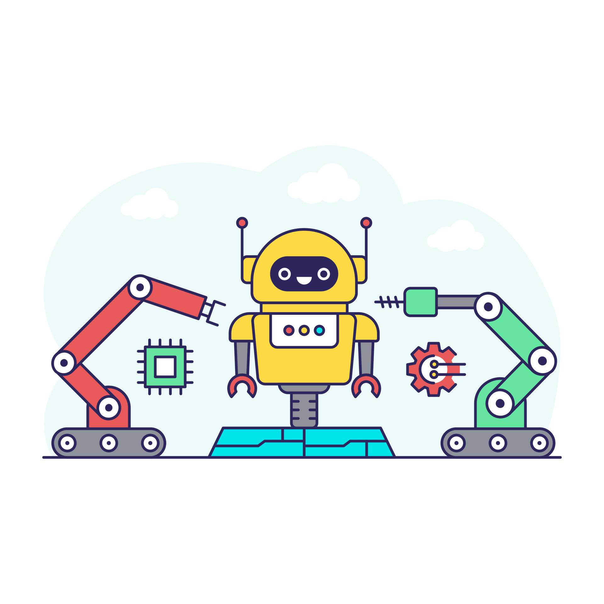 Robot illustration in flat design 9784400 Vector Art at Vecteezy