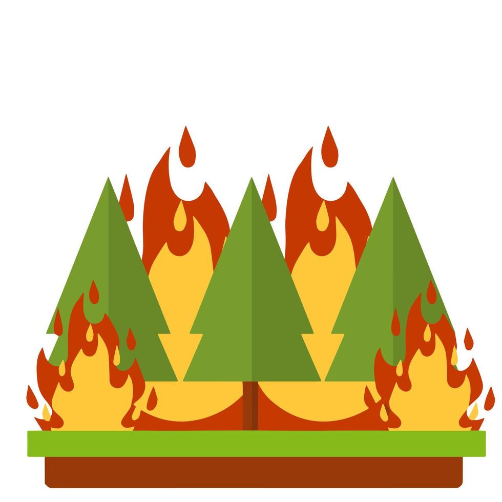 Forest fire. Natural disaster. Woodland problem vector
