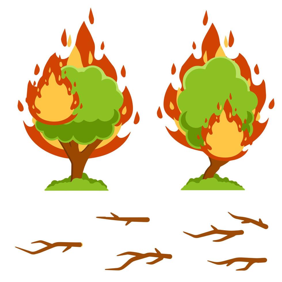 Forest fire. Natural disaster. Woodland problem vector