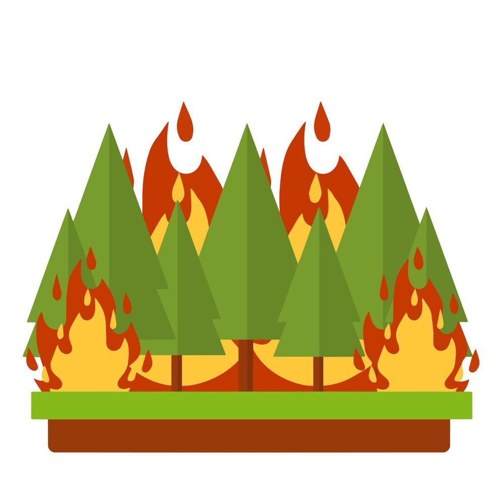 Forest fire. Natural disaster. Woodland problem vector