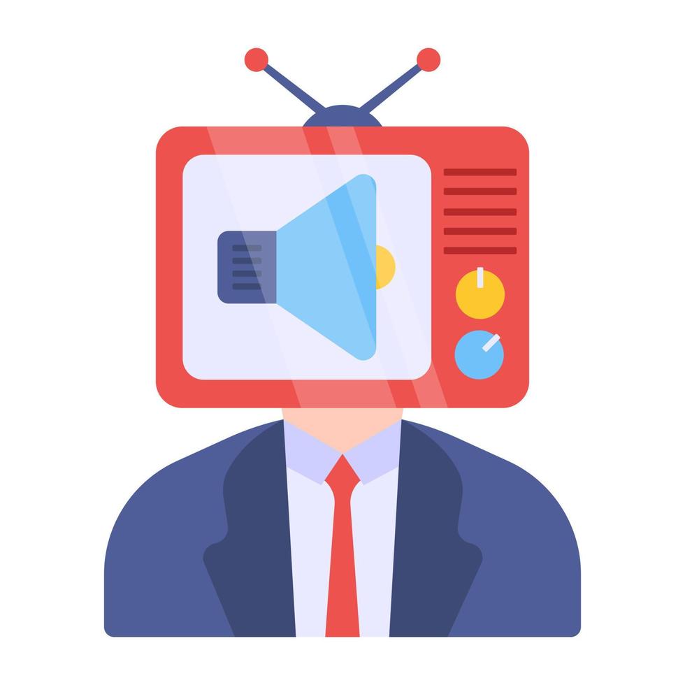 icono de anuncio de tv en diseño plano vector