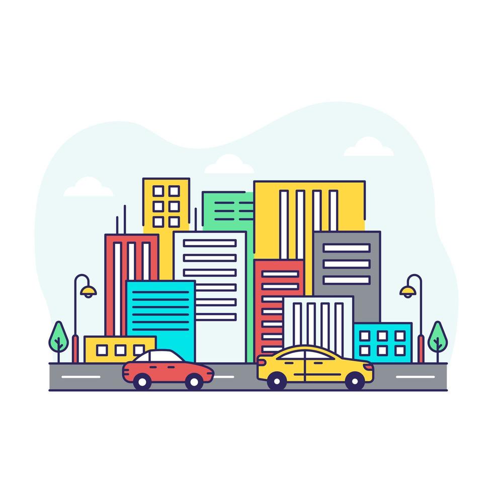 A flat design illustration of skyline vector