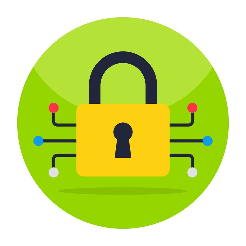 Nodes with padlock, icon of digital lock vector