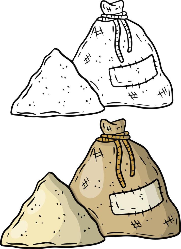 Canvas burlap bag. Cartoon flat illustration. vector