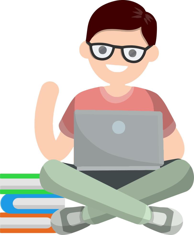 Man with laptop. Smiling happy man vector