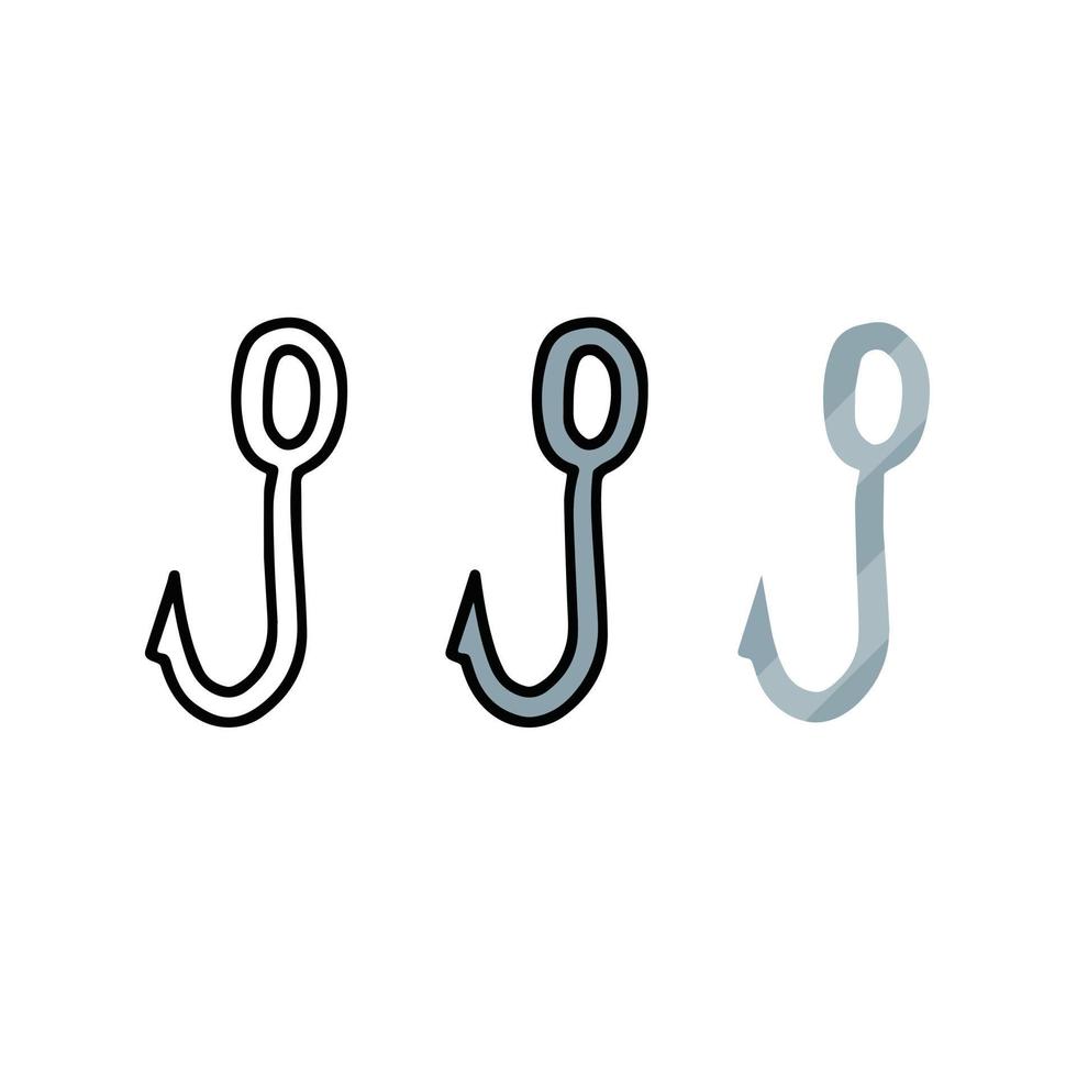 Set of fishing hooks and tackle. vector