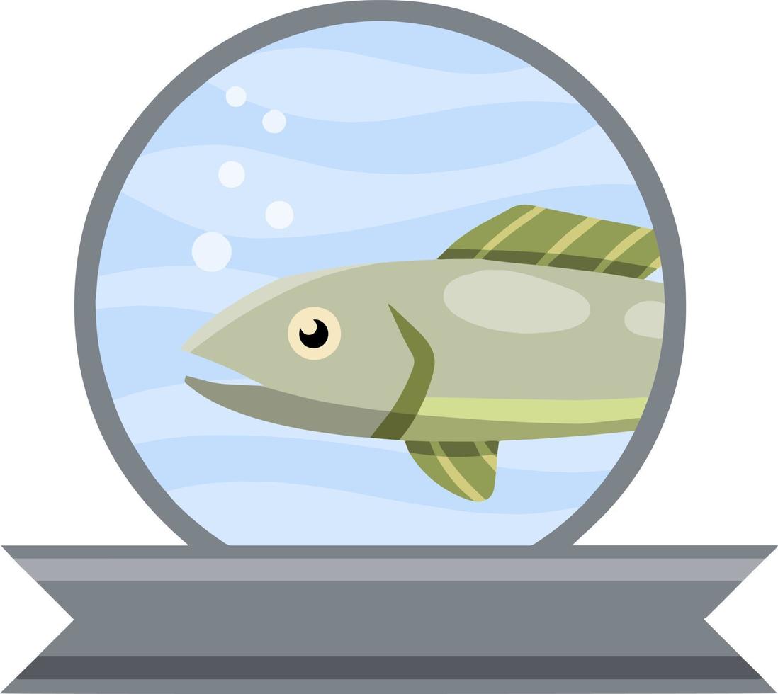 logo de pescado en círculo. caricatura plana vector