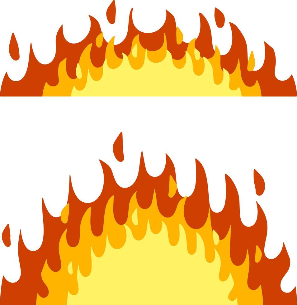 Red flame set. Fire element. Part of the bonfire with the heat. Cartoon flat illustration. Fireman's job. Dangerous situation. vector