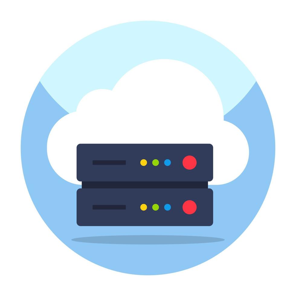 rack de servidor de datos con nube que denota el concepto de servidor en la nube vector