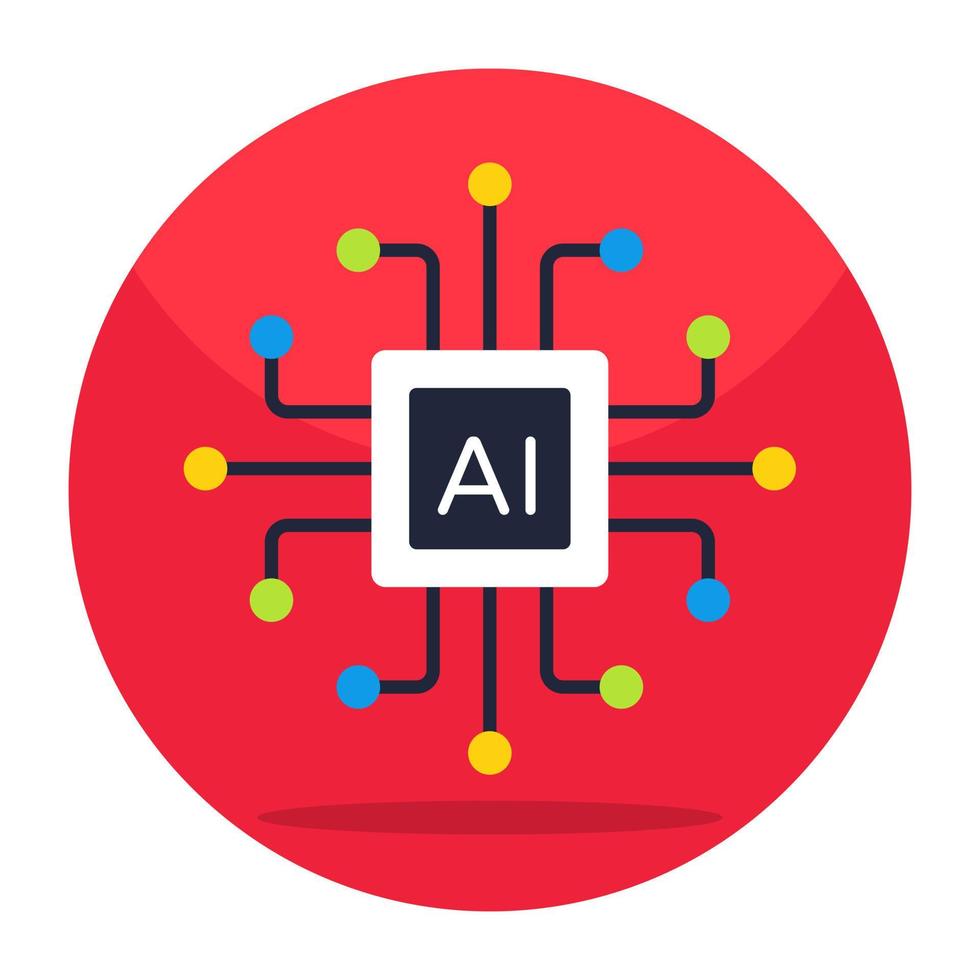 icono de diseño perfecto del procesador ai vector