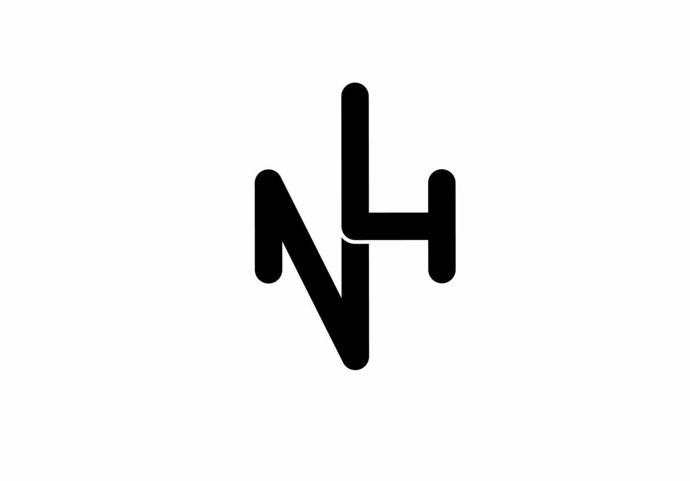 logotipo del monograma nh hn nh aislado sobre fondo blanco vector