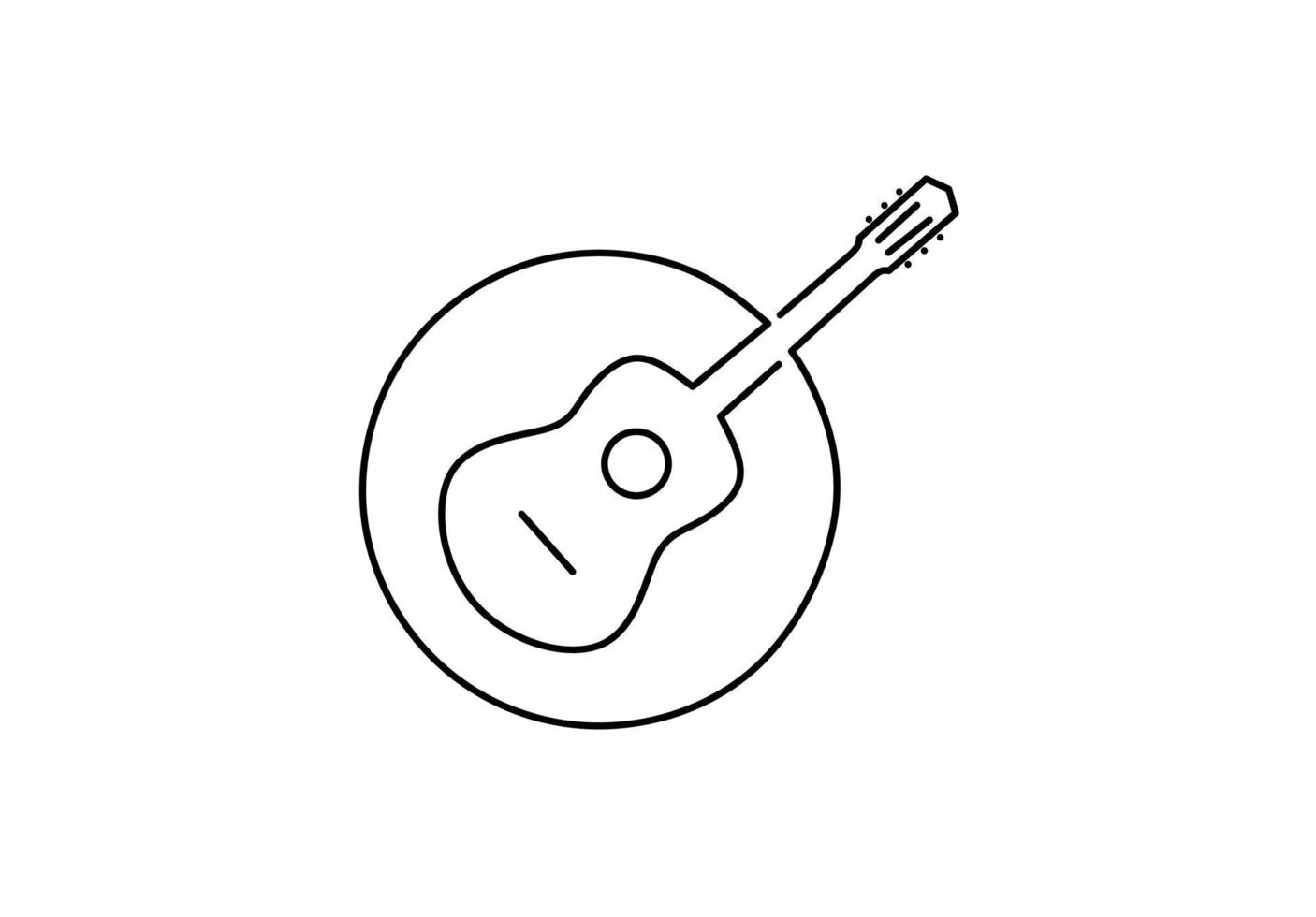 icono de línea de guitarra en círculo aislado sobre fondo blanco vector