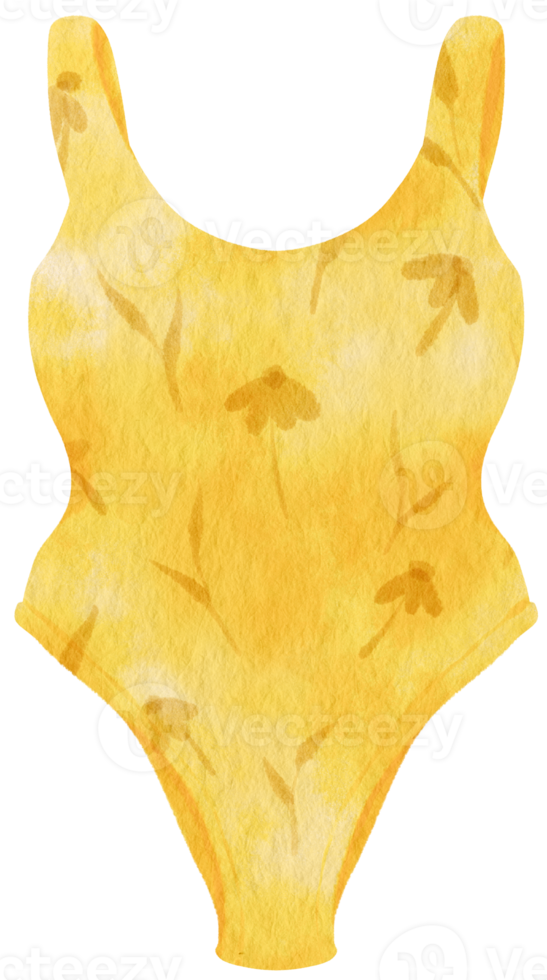 Yellow bikini swimsuits watercolor style for Summer Decorative Element png