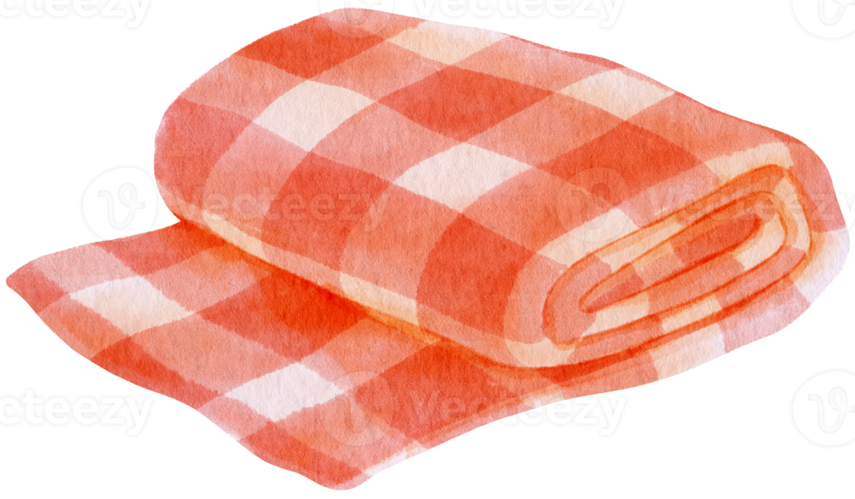 Red Checkered Beach towel picnic blanket in watercolor png