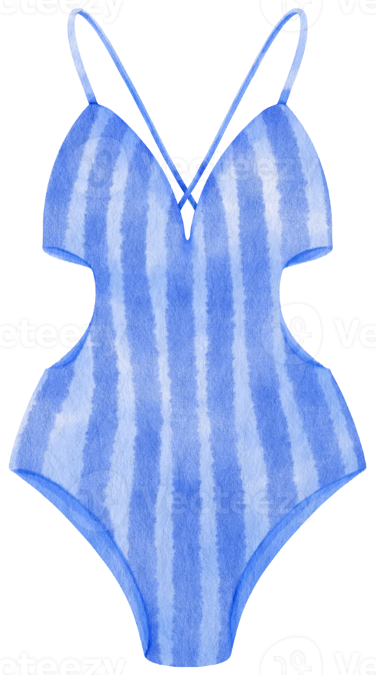 style aquarelle de maillots de bain bikini à rayures bleues pour élément décoratif dété png