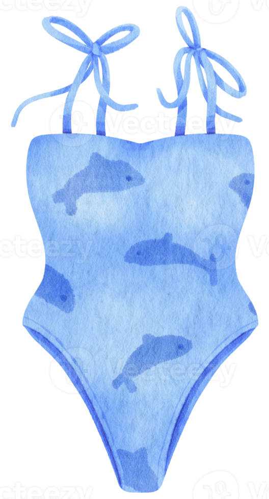 blaue einteilige bikini-badeanzüge aquarellart für sommer dekoratives element png