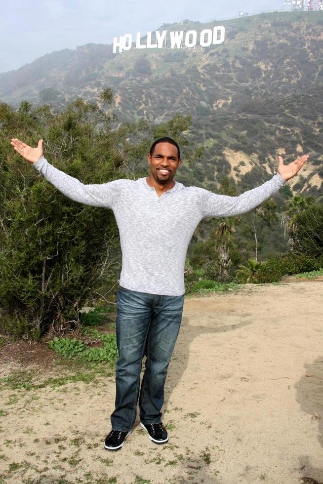 LOS ANGELES, JAN 20 - Jason George, Hollywood Sign at the AG Awards Actor Visits The Hollywood Sign at a Hollywood Hills on January 20, 2015 in Los Angeles, CA photo