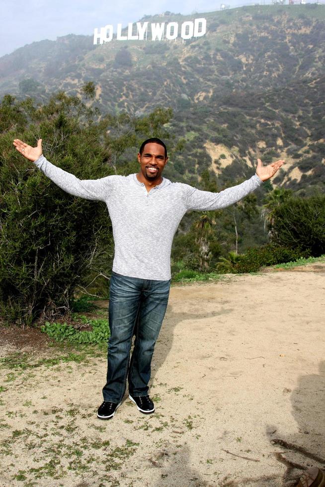 LOS ANGELES, JAN 20 - Jason George, Hollywood Sign at the AG Awards Actor Visits The Hollywood Sign at a Hollywood Hills on January 20, 2015 in Los Angeles, CA photo