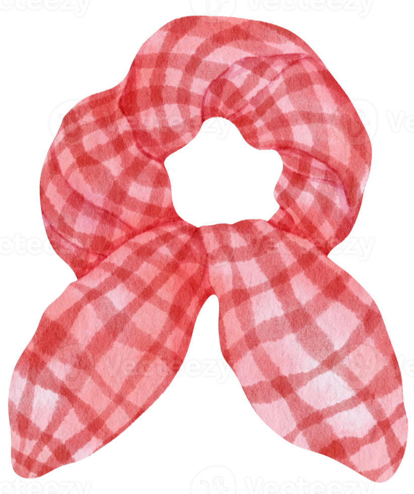 Red Checkered pattern Scrunchy illustration for Fashion Decorative Element png
