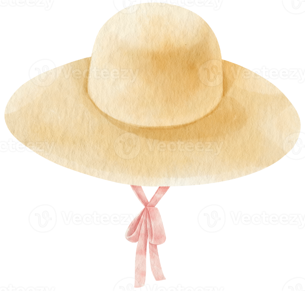 Floppy hat watercolor illustration for summer fashion png