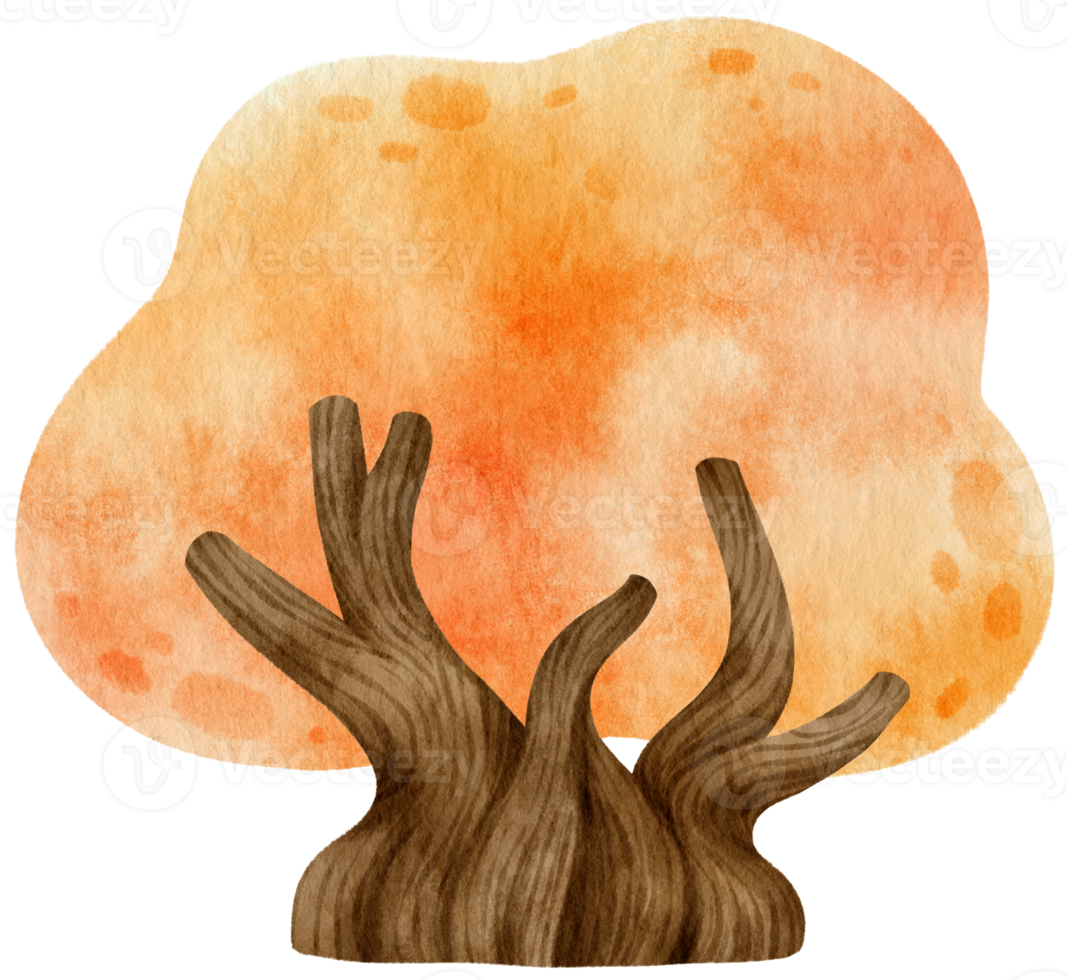 herbstbaum mit gelben blättern aquarellillustration für dekoratives element png