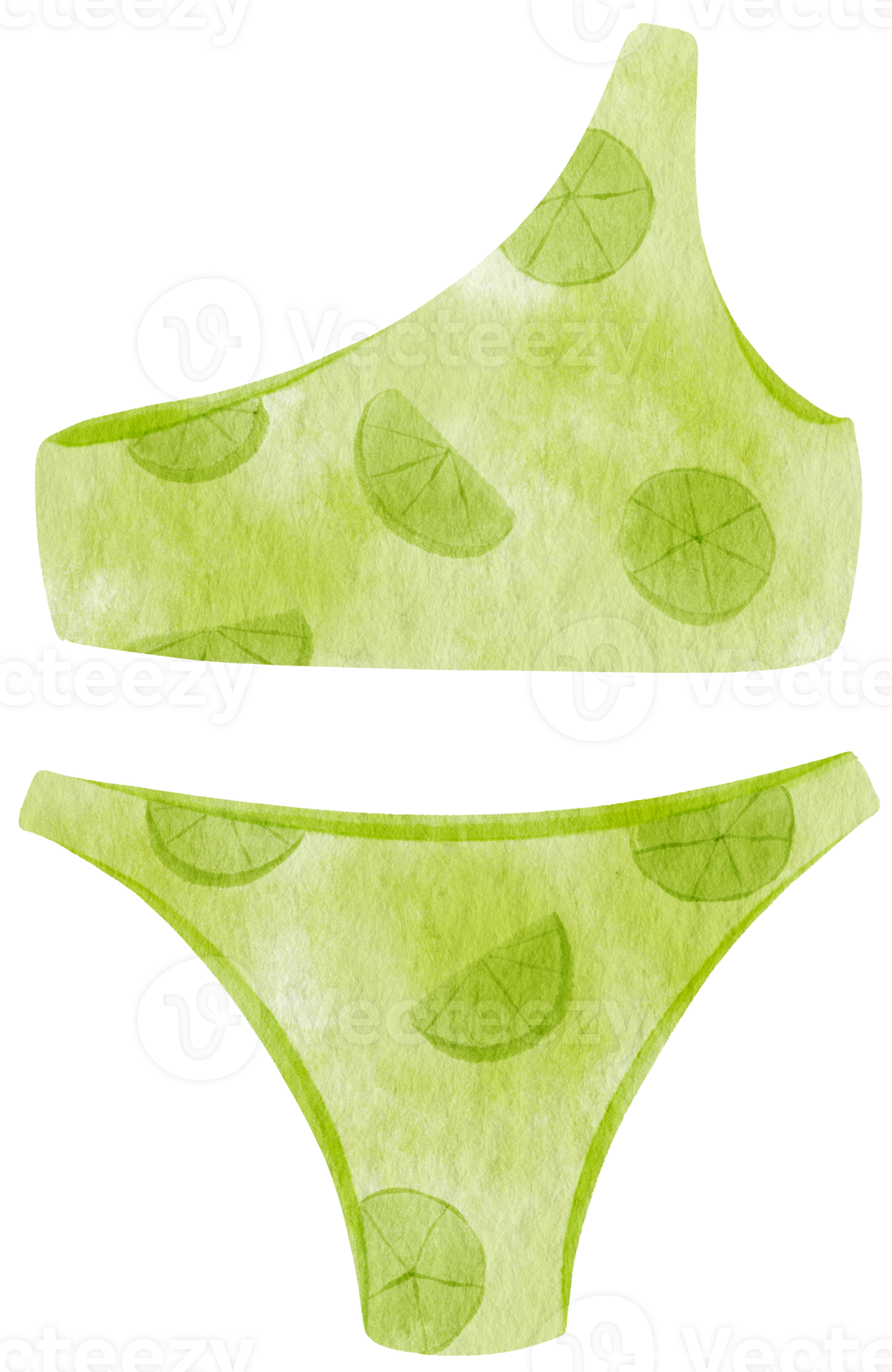 Green two piece bikini swimsuits in watercolor beach item 9785689 PNG