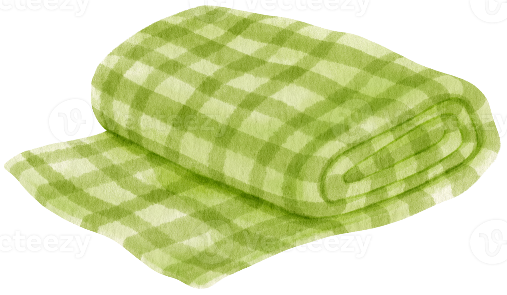 grün kariertes strandtuch und picknickdecke aquarell png