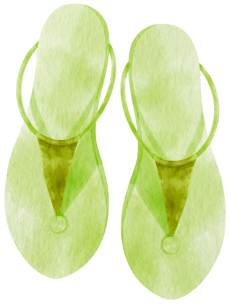 Green Sandals watercolor illustration for Summer Decorative Element png