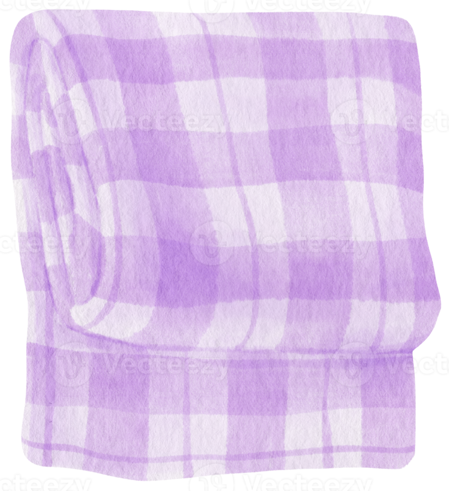 couverture de pique-nique serviette de plage à carreaux violets à l'aquarelle png