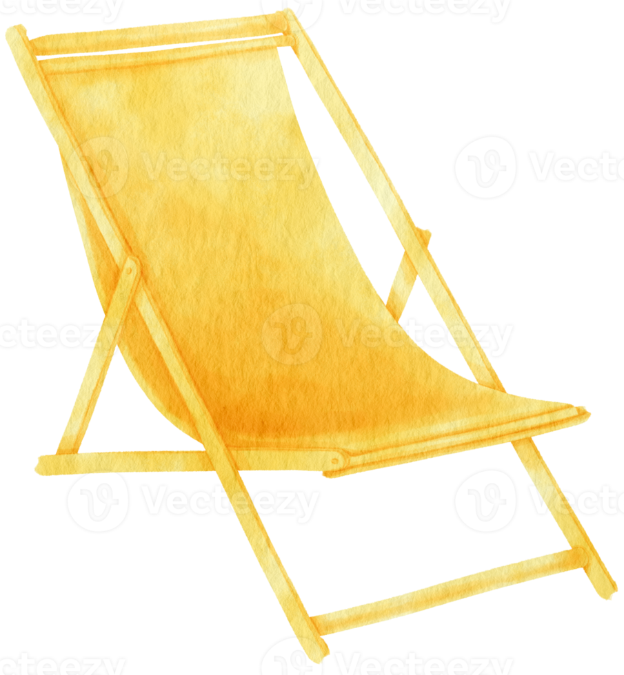 Yellow beach chair watercolor illustration for Summer Decorative Element png