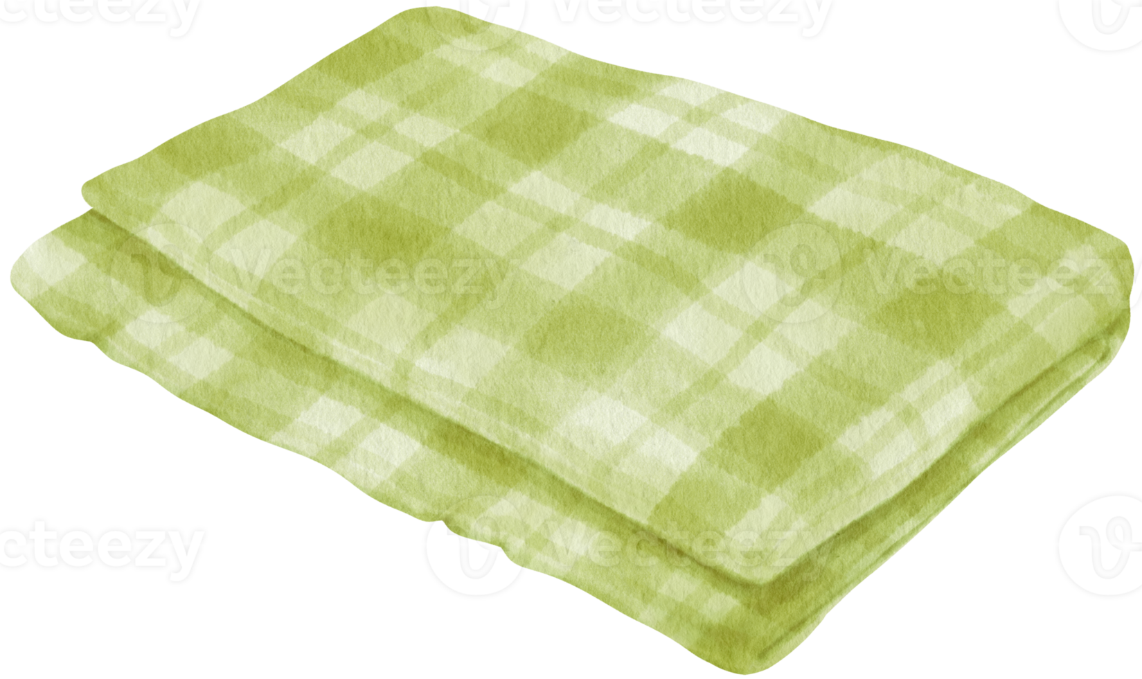 Green Checkered Beach towel and picnic blanket watercolor png