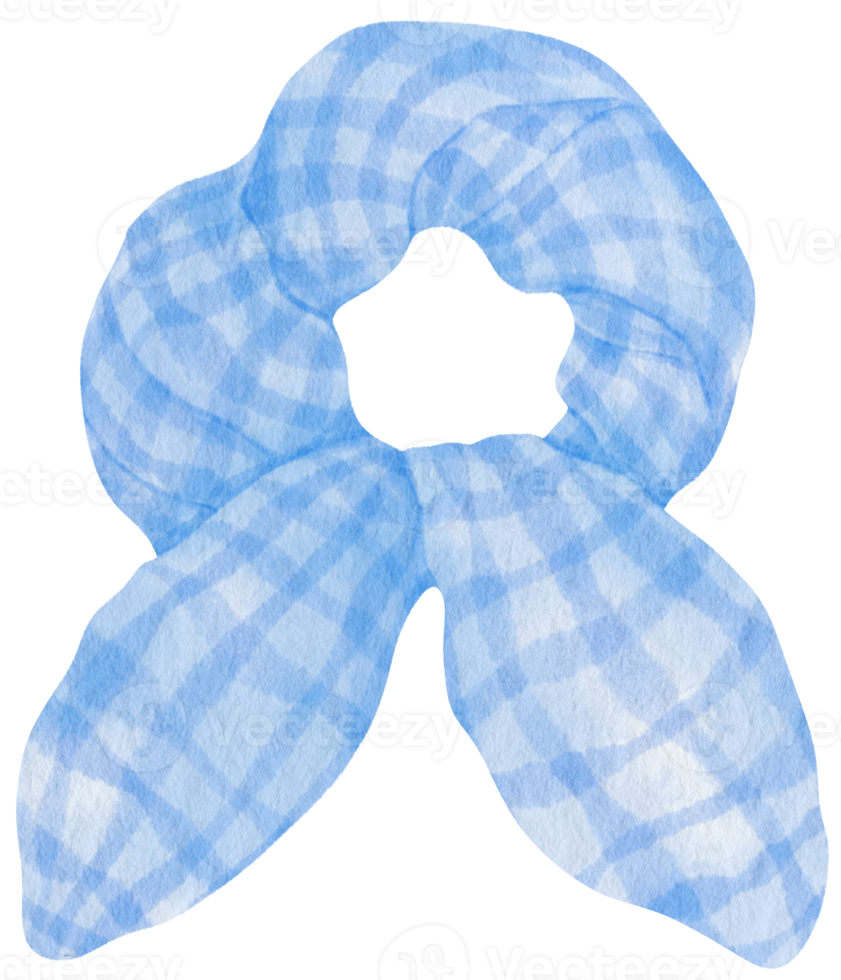 ilustración scrunchy de patrón a cuadros azul para elemento decorativo de moda png