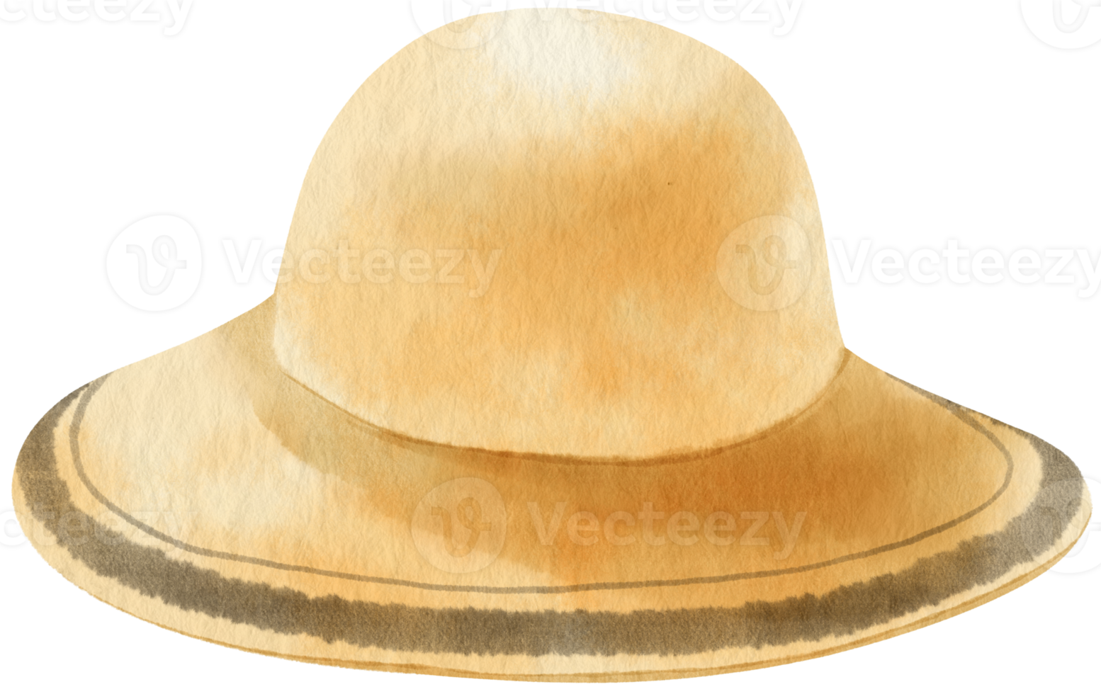 Straw Floppy hat watercolor illustration for summer fashion png