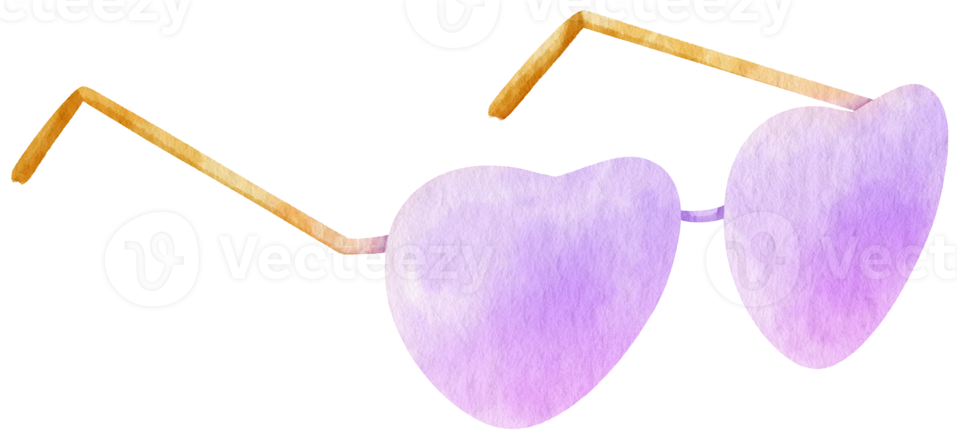Cute heart shaped  Purple Sunglasses watercolor illustration for Summer Decorative Element png