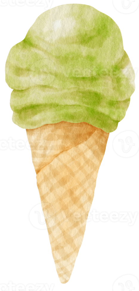 Icecream cone watercolor illustration for Summer Decorative Element png