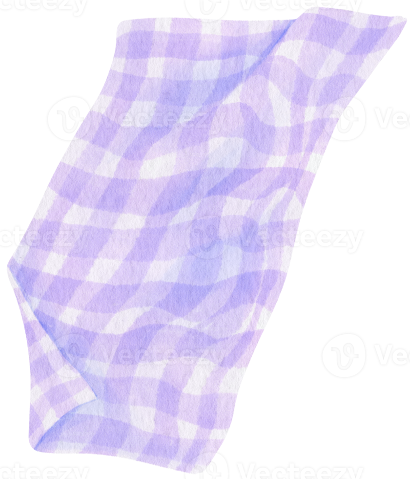 purple Checkered Beach towel picnic blanket in watercolor png