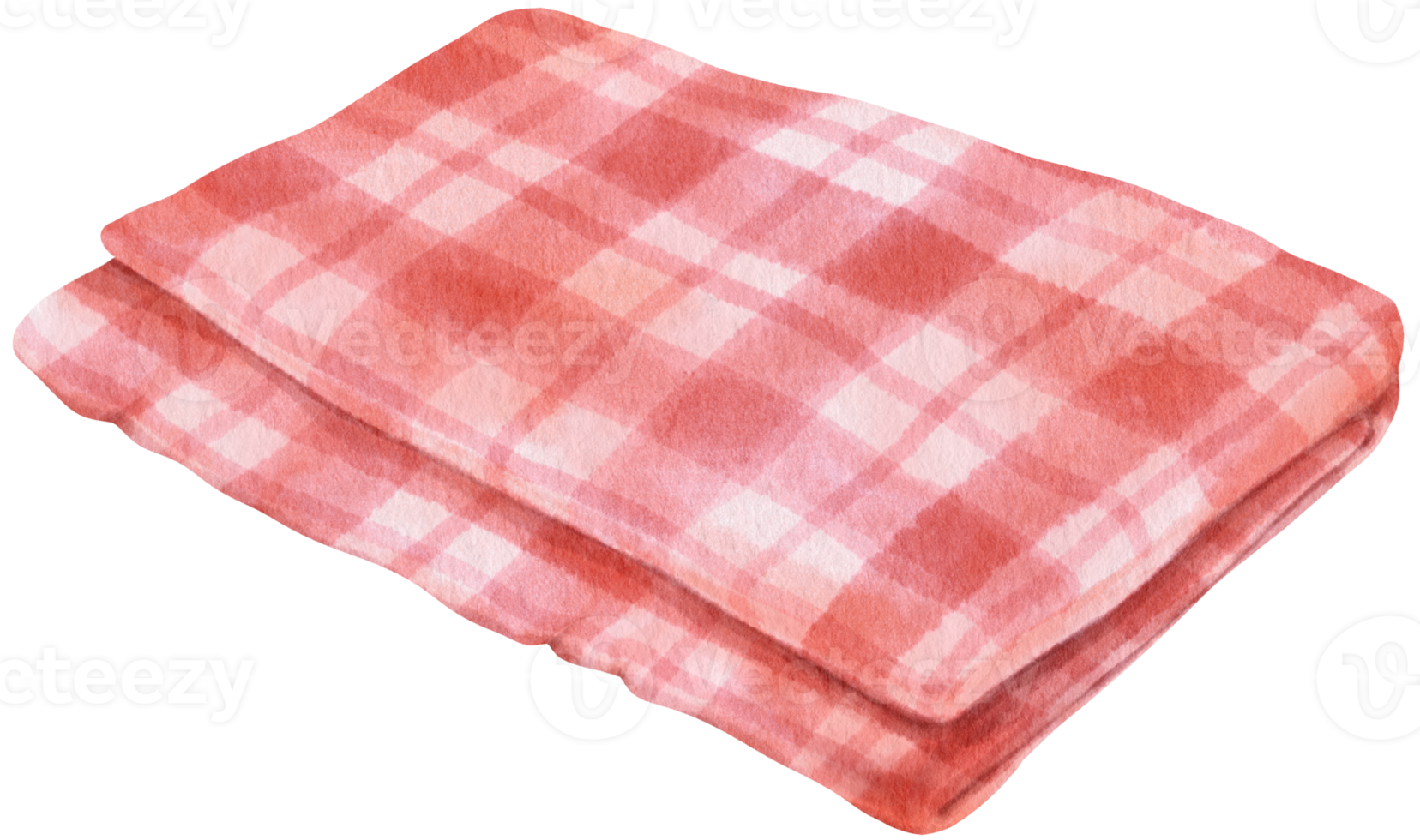 Red Checkered Beach towel picnic blanket in watercolor png