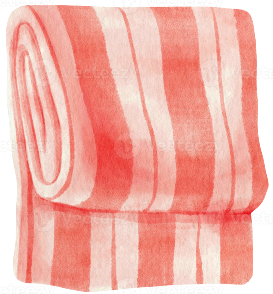 Red Stripes Beach towel picnic blanket watercolor style png