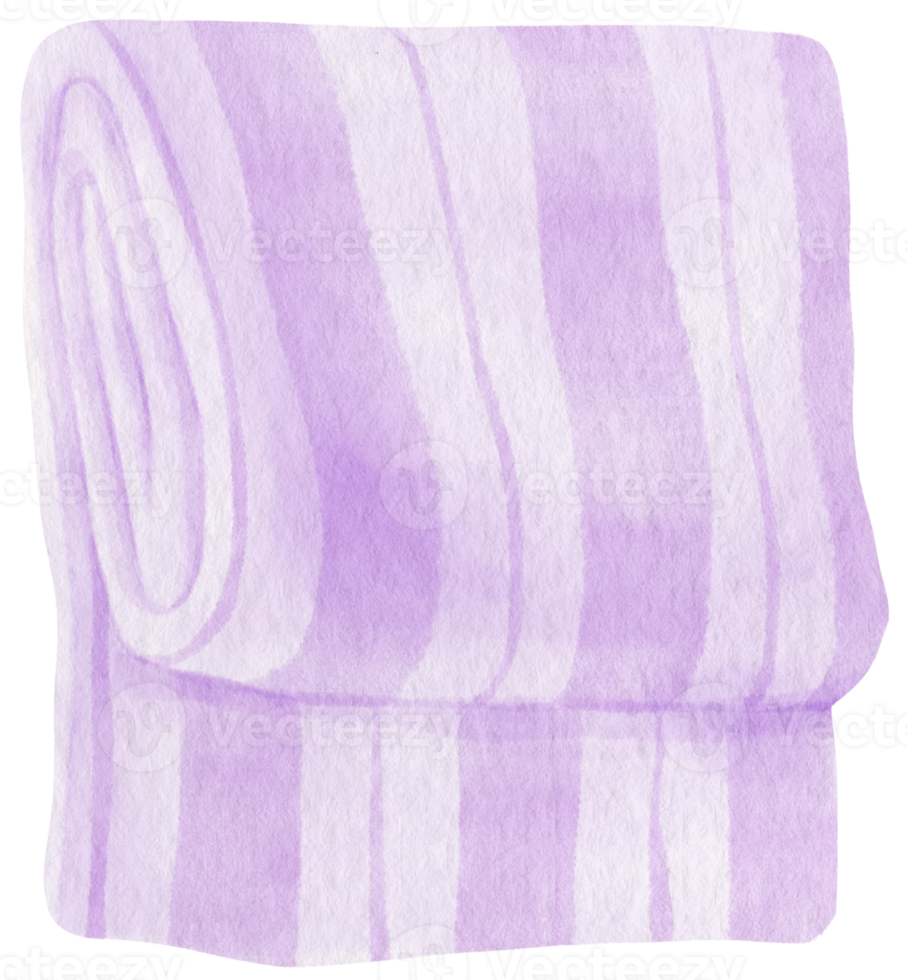 Striped purple Beach towel picnic blanket watercolor style png