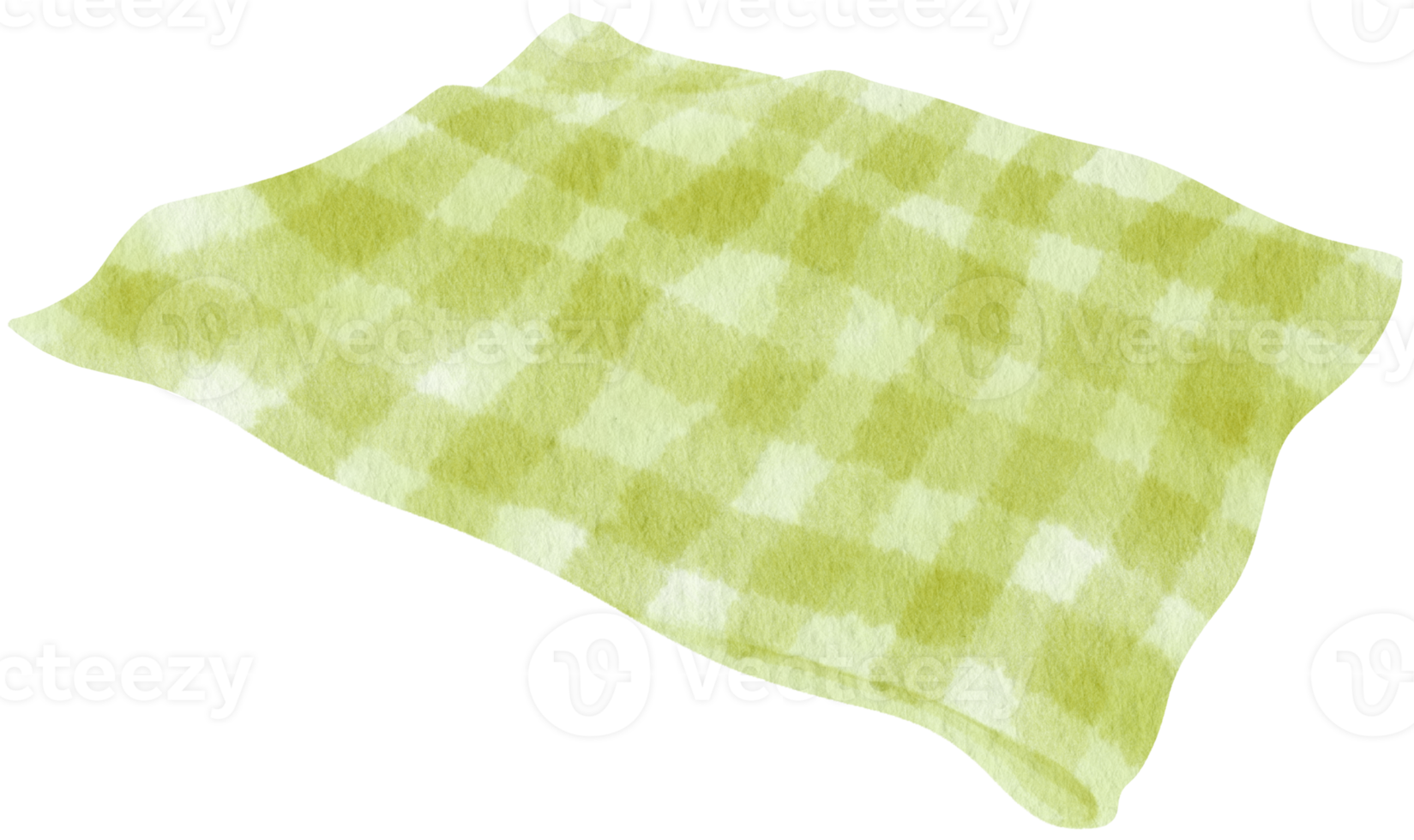 Green Checkered Beach towel and picnic blanket watercolor png