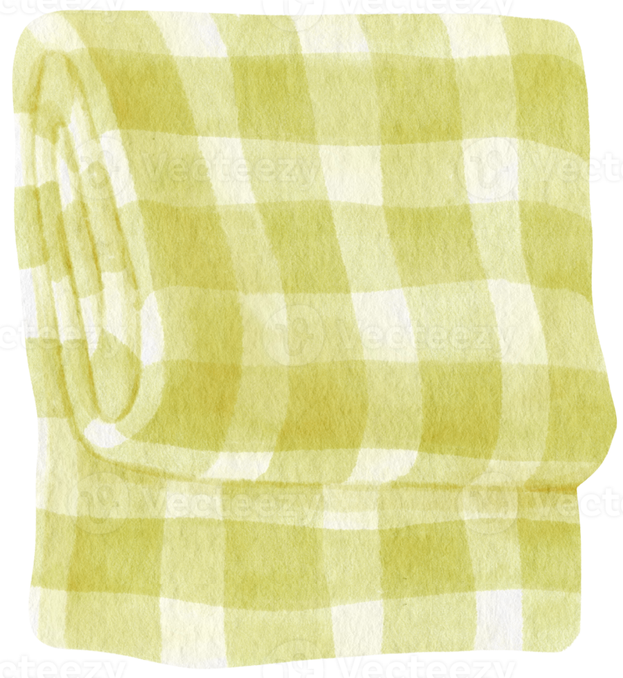 Green Checkered Beach towel and picnic blanket watercolor png