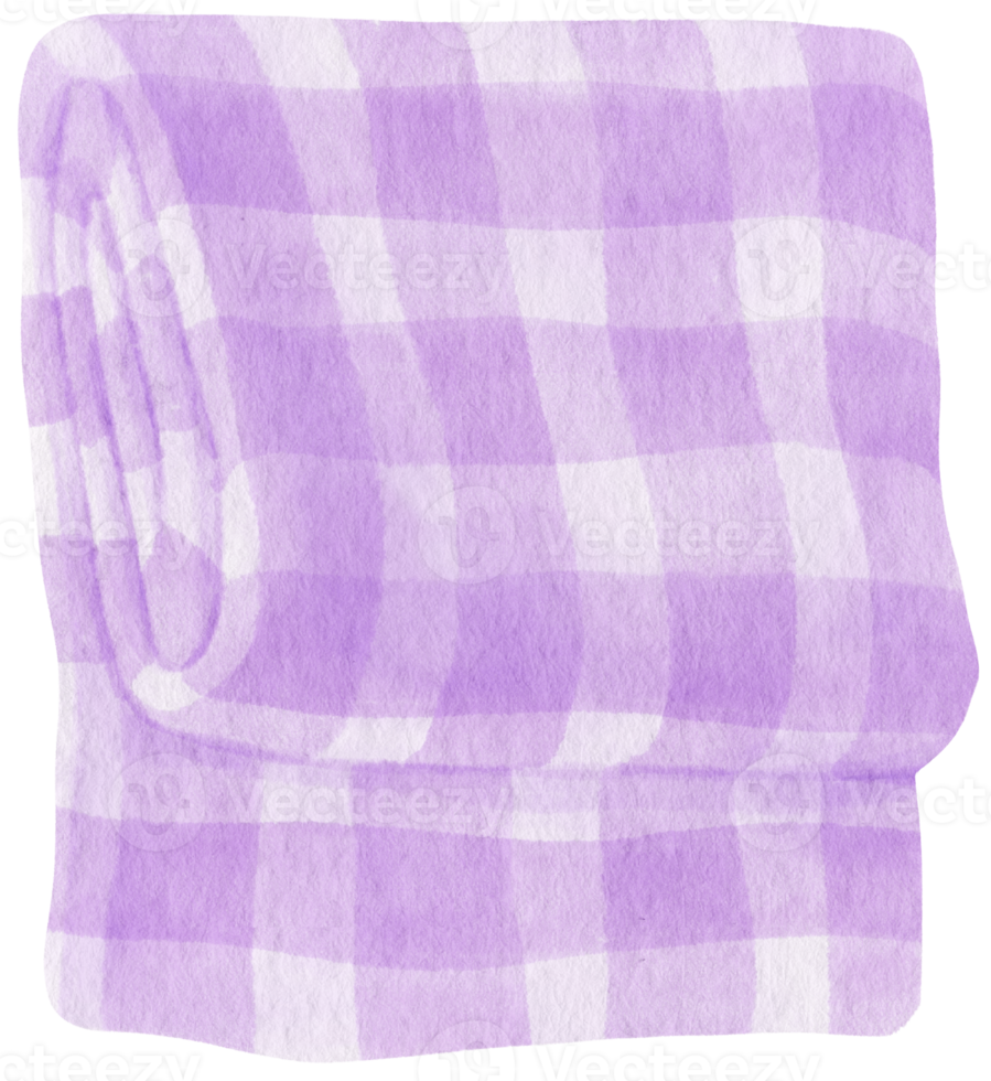 purple Checkered Beach towel picnic blanket in watercolor png