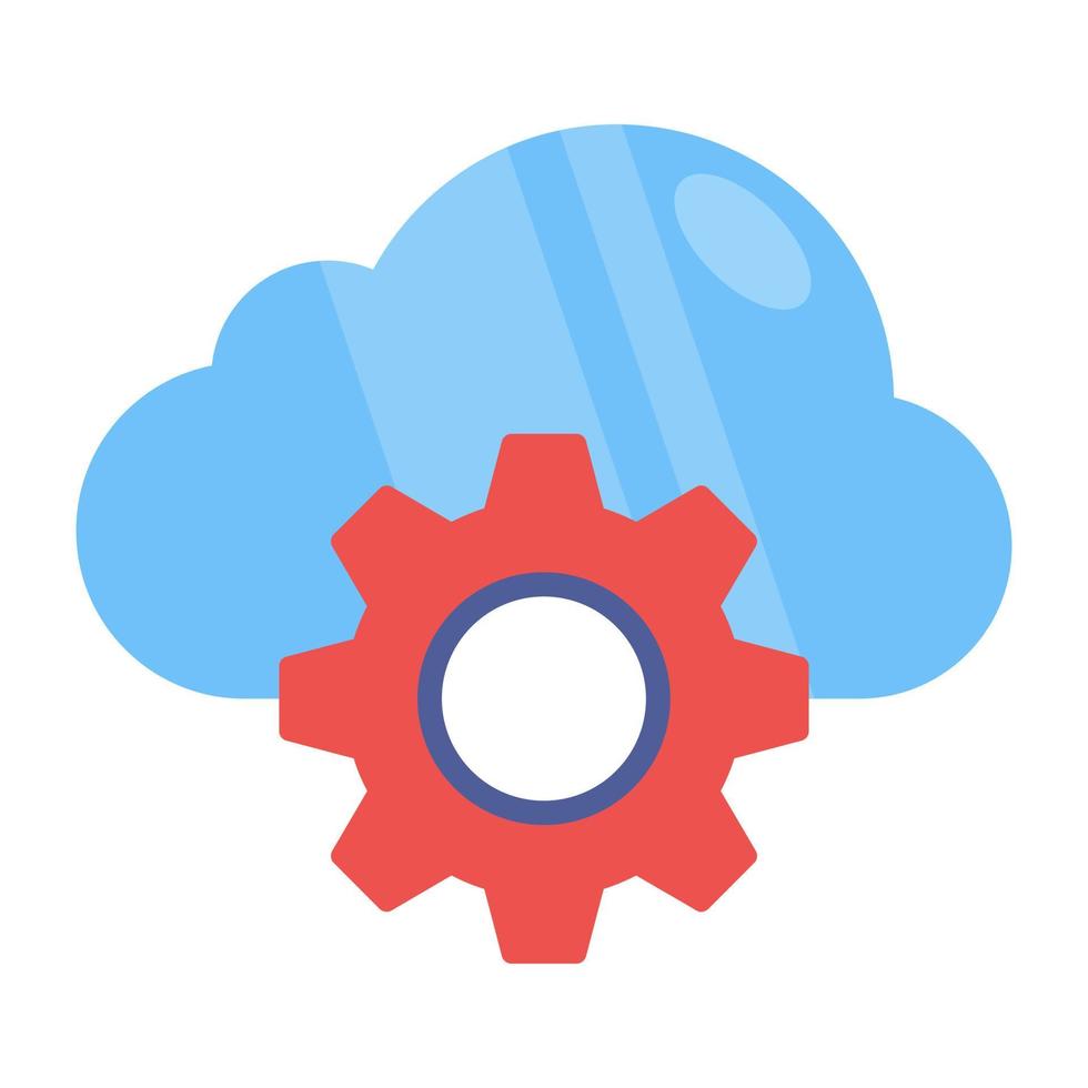 Conceptual flat design icon of cloud setting vector
