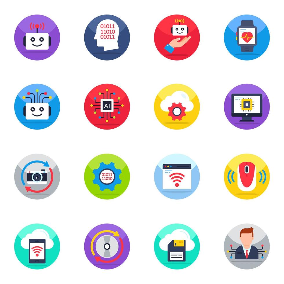 Pack of Ai Flat Icons vector