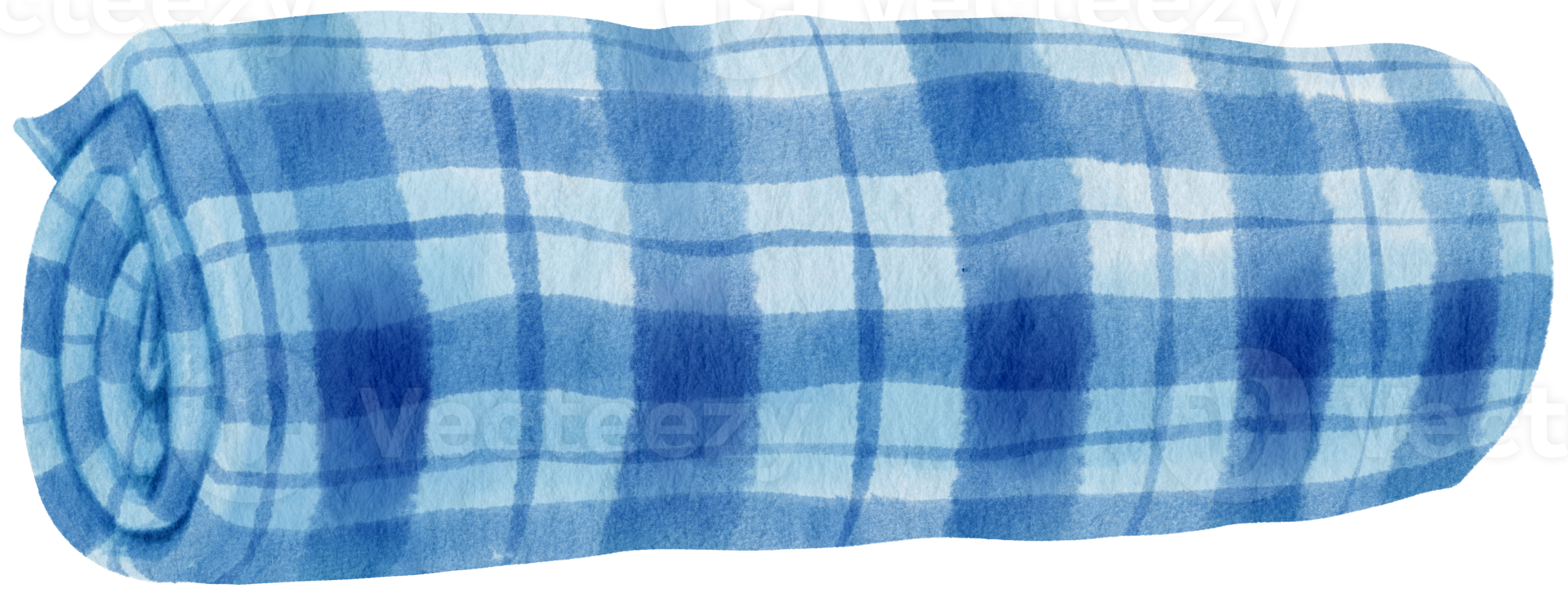 Blue Checkered Beach towel and picnic blanket in watercolor png